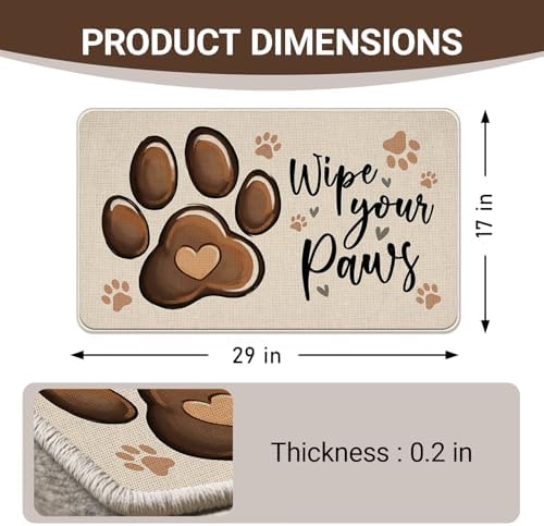 Wipe Your Paws Welcome Front Door Mat, Dog Cat Paw Prints Decorative - Image 3