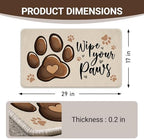 Wipe Your Paws Welcome Front Door Mat, Dog Cat Paw Prints Decorative - Image 3