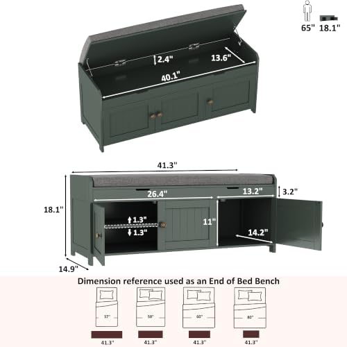 HOMEFORT 41.3" Shoe Bench with Lift Top Storage, Entryway Bench with Cushioned - Image 3
