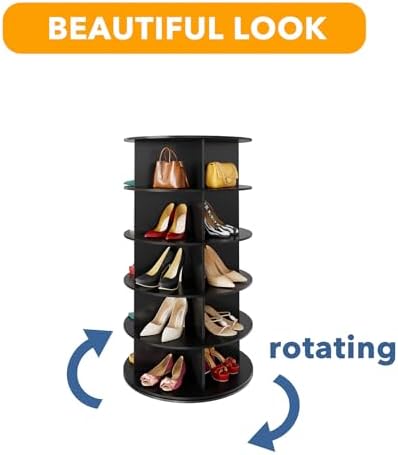 SpaceAid 5 Tier Rotating Shoe Rack Tower, Spinning Shoe Display Lazy Susan - Image 7