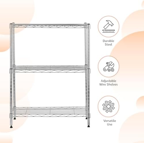 Amazon Basics 3-Shelf Adjustable Heavy Duty Steel Wire Shelving Rack - Image 2