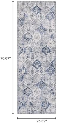 Lahome Moroccan Washable Runner Rug, 2x6 Blue Kitchen Runners - Image 2