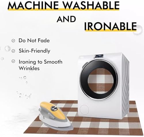 KILOCOCO Buffalo Plaid Checkered Rug 3x5 ft Brown and White Front Door Rug - Image 4