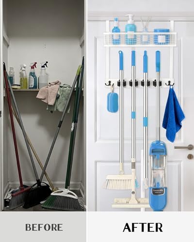 Lorbro Over the Door Broom and Mop Holder - Image 4