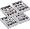 Amylove 4 Pcs Gray Sunglass Organizer Trays 4 Grids Velvet Glasses Holder by Amylove
