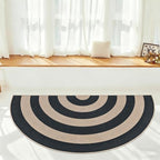 Faux Jute Rug 2.6x5Ft Half Circle Rainbow Doormat Easy Jute Carpet - Image 3