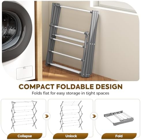 KINGBOARD 3-Tier Extendable Clothes Drying Rack - Image 6