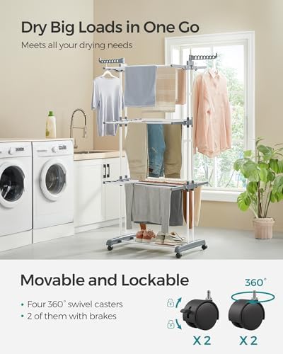 SONGMICS 4-Tier Clothes Drying Rack, 66.6-Inch Tall - Image 3