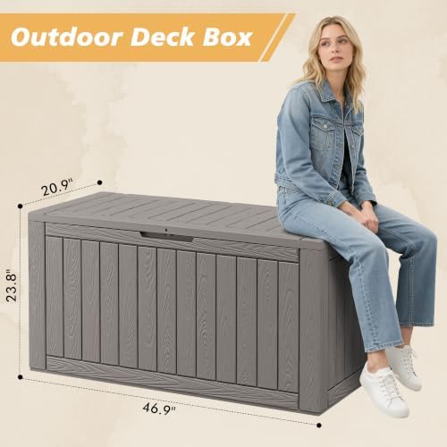 Fancyango 110 Gallon Waterproof Deck Box, Resin Outdoor Storage Box - Image 2