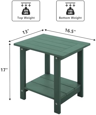 Meluvici Double Adirondack Side Table Weather Resistant, Outdoor Rectangular - Image 3
