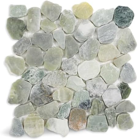 Green Pebble Tile for Shower Floor, Stone Backsplash Tiles by Adolif