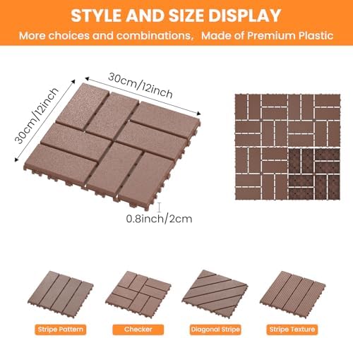 27 Pack Plastic Interlocking Deck Tiles, Patio Floor Decking Tiles - Image 2
