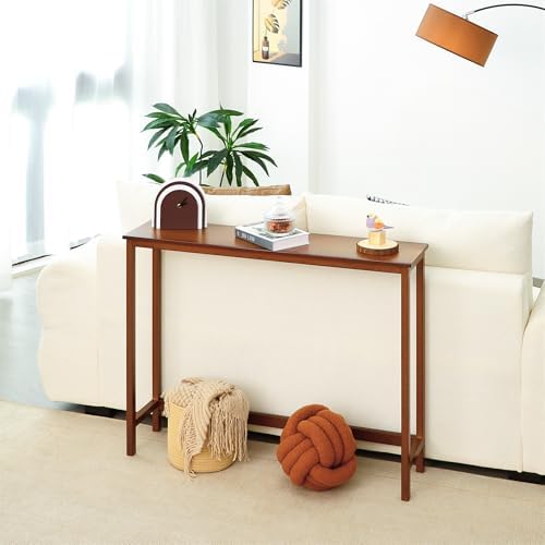 Bamboo Narrow Console Table, 39.4" Wood Small Entryway Table, Accent Slim - Image 3