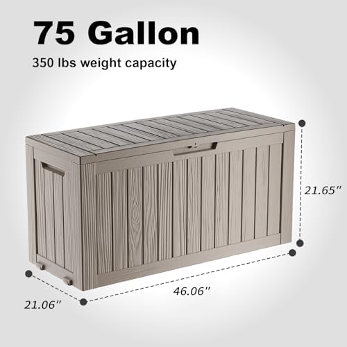 PatioZen 75 Gallon Resin Deck Box, Lockable Outdoor Storage Box - Image 7