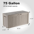PatioZen 75 Gallon Resin Deck Box, Lockable Outdoor Storage Box - Image 7