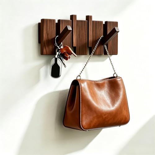 QUELLANCE Wooden Coat Hooks Wall Mounted, Coat Rack Hanger Wall Mount by WelcometoQuellance