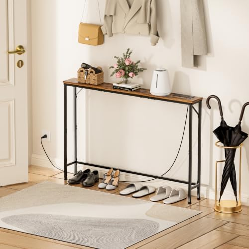 47.2" Console Table with Power Outlets, Narrow Entryway Table with Charging - Image 2