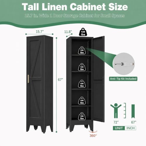 Bevivog 67" Slim Storage Cabinet, Tall Slim Pantry Cabinets - Image 3