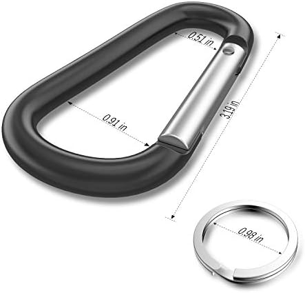 sprookber 3" Aluminum Carabiner D Ring, Caribeener Clips, Spring Snap Hook - Image 2