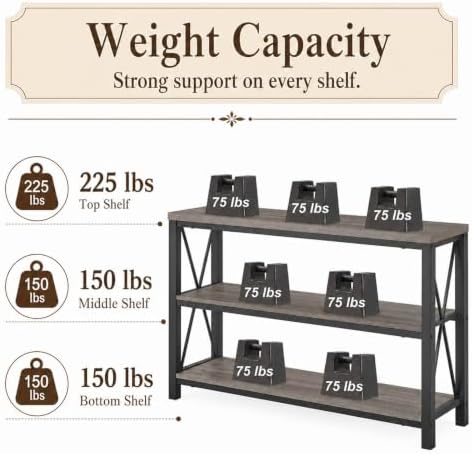 BON AUGURE 47In Entryway Table, 3-Tier Shelf Sofa Console Table - Image 4