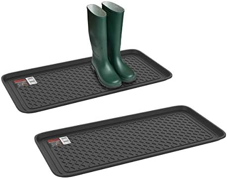 All Weather Boot Tray – Set of 2 Large Water-Resistant Plastic Utility Shoe Mat by Stalwart