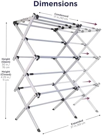 BLACK+DECKER Space Saving 3-Tier Expandable Clothes Drying Rack, Foldable - Image 2