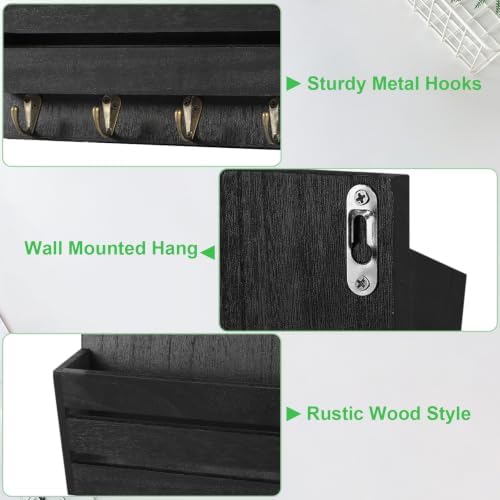 MOOACE Mail Organizer Wall Mount, Wood Mail and Key Holder - Image 4