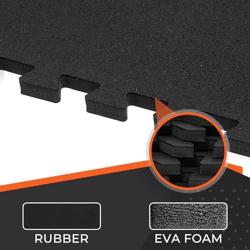 SUPERJARE 0.4'' Thick 6 Pcs 24 Sq Ft Rubber Top Exercise Equipment Mats - Image 4