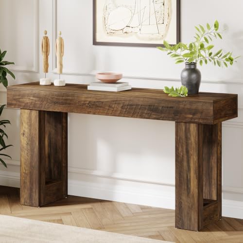 Tribesigns 63-Inch Long Console Table, Farmhouse Wooden Sofa Table Behind The by Tribesigns
