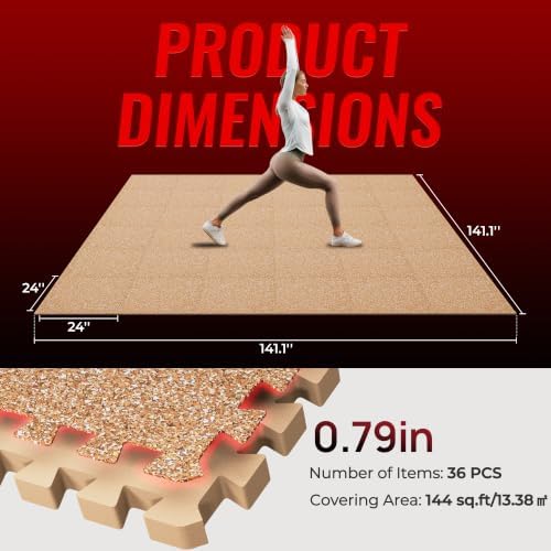 SUPERJARE 0.79'' Extra-Thick 36 Pcs 144 Sq Ft Exercise Equipment Mats - Image 5