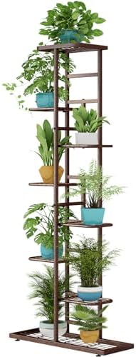 LINZINAR 8 Tier Plant Stand Indoor Outdoor Metal Flower Pot Display Shelf by LINZINAR