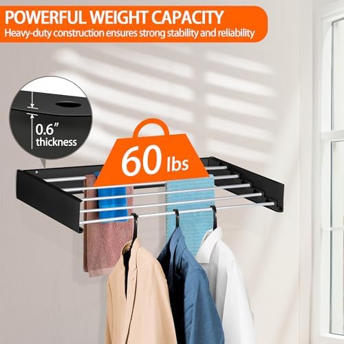 FOCHIER F Laundry Drying Rack Wall Mounted Clothes Drying Rack Collapsible - Image 3