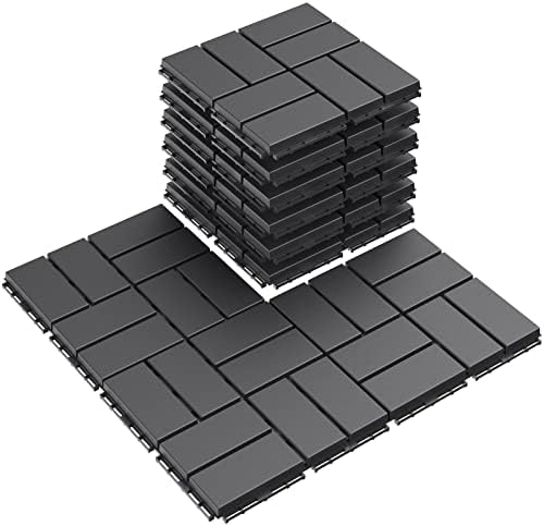 Goovilla Plastic Interlocking Deck Tiles, 9 Pack 12"x12", Dark Grey by Goovilla