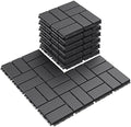 Goovilla Plastic Interlocking Deck Tiles, 9 Pack 12"x12", Dark Grey by Goovilla