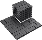 Goovilla Plastic Interlocking Deck Tiles, 9 Pack 12"x12", Dark Grey by Goovilla
