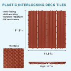 Plastic Interlocking Deck Tiles 12 Pack, 12in Waterproof Patio Flooring - Image 4