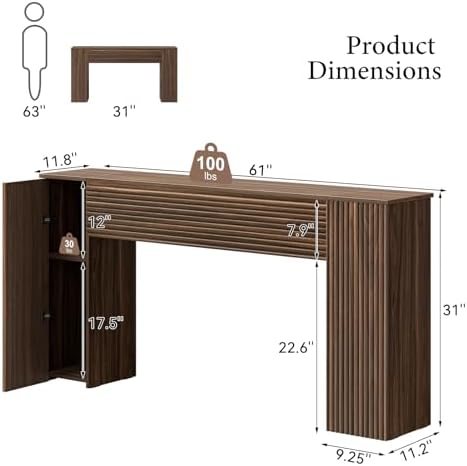 FABATO 61” Fluted Long Console Table - Image 2