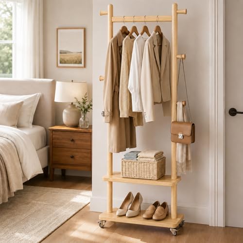 Taitiy Coat Rack Freestanding Solid Wood Clothes Rack by Taitiy