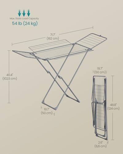 SONGMICS Clothes Drying Rack, Heavy Duty, 4 Gullwings - Image 6