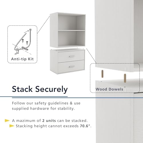 Homes: Inside + Out Apexa 2-Cube Storage Organizer Shelves, Stackable Wood - Image 6
