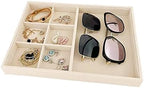 Premium Grade Beige Velvet Jewelry Organization Tray Multifunction 6 Grid Open - Image 3