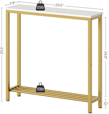YATINEY Narrow Console Table, 2-Tier Small Sofa Table, 29.5" Thin Entryway - Image 3