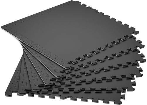 SUPERJARE 0.4'' Thick 6 Pcs 24 Sq Ft Rubber Top Exercise Equipment Mats by SUPERJARE