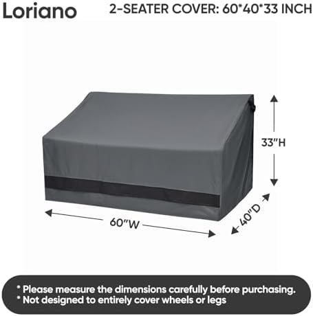 Loriano 2-Seater Patio Sofa Covers, 600D Oxford Fabric Heavy Duty, 100% - Image 2