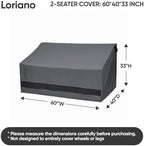 Loriano 2-Seater Patio Sofa Covers, 600D Oxford Fabric Heavy Duty, 100% - Image 2