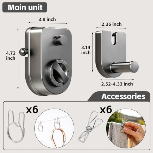 YUKI Retractable Clothesline Indoor Outdoor Clothes Line Kit, Heavy Duty - Image 2