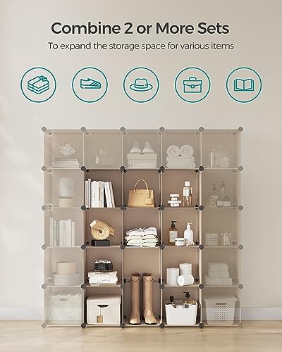 SONGMICS 16 Cube Storage Organizer，Plastic stackable cube shelf - Image 5
