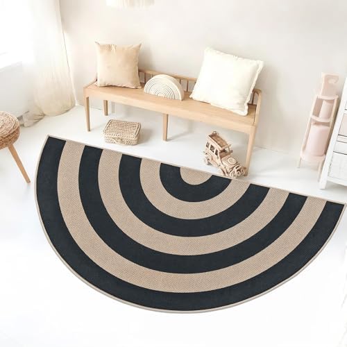 Faux Jute Rug 3x6Ft Half Circle Rainbow Doormat Easy Jute Carpet - Image 4