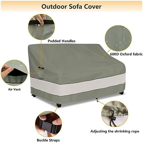 Outdoor Sofa Cover, Patio Loveseat Cover, 3-Seater Bench Cover, Waterproof - Image 3