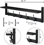 AMBIRD Wall Hooks with Shelf Entryway Hanging Wood Coat Hooks with Shelf - Image 6